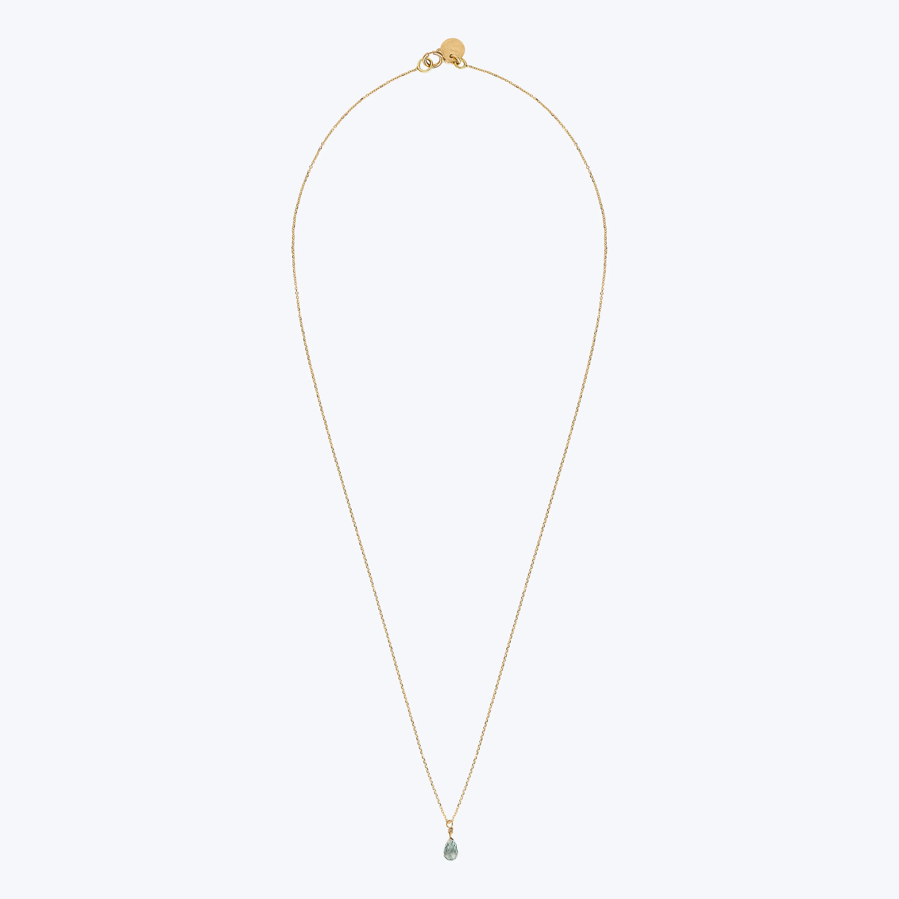 18K Gold Green Sapphire Drop Necklace