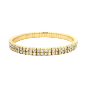 18K Stretch Round Double Diamond Tennis Bracelet, 5.54-7.5 Carats, Natural Mined Diamonds