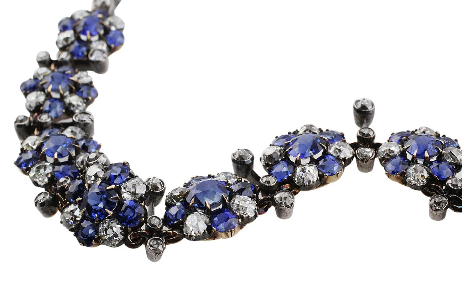 18k White Gold Antique Sapphire Necklace, AGL Certified