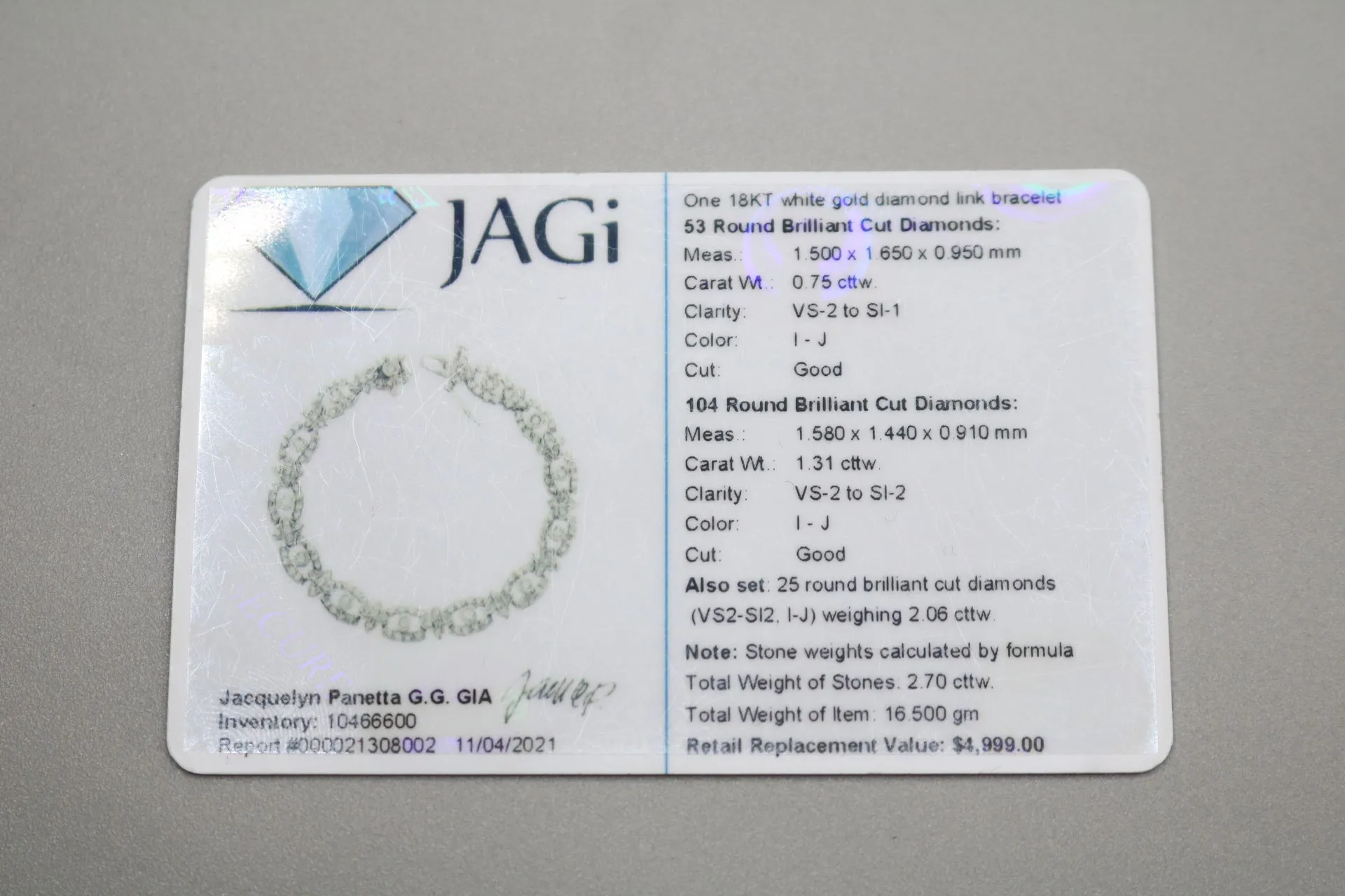 18K White Gold Diamond Link Bracelet (2.70 CTW)