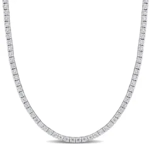 18K White Gold Plate Dazzling 12.5 Carat TW Tennis Necklace, Created Moissanite