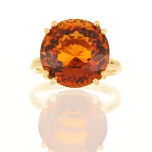 18k Yellow Gold Diamond Accented Citrine Cocktail Ring