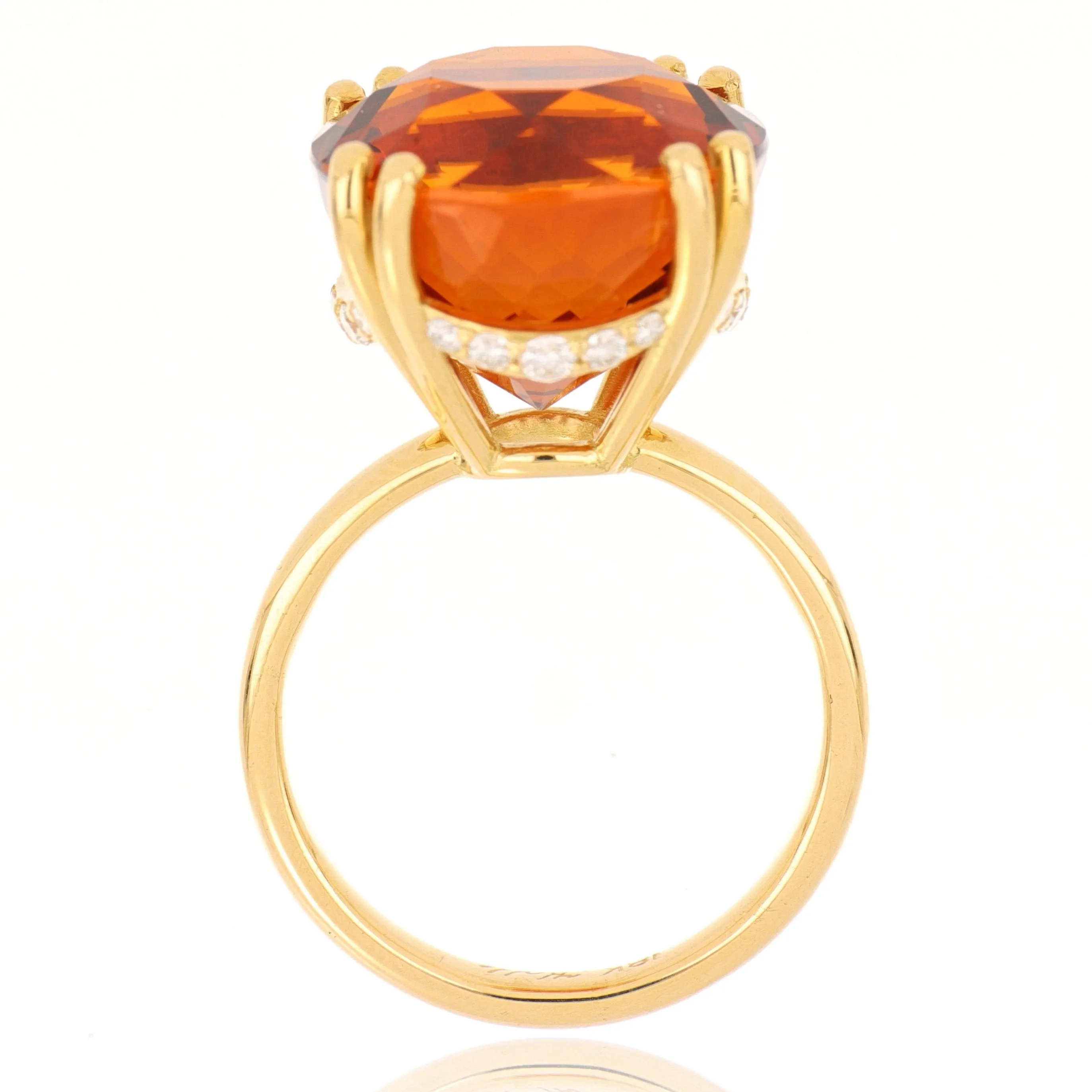 18k Yellow Gold Diamond Accented Citrine Cocktail Ring