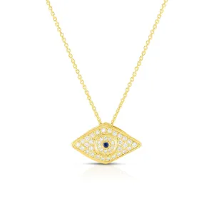 18K Yellow Gold Diamond Evil Eye Pendant