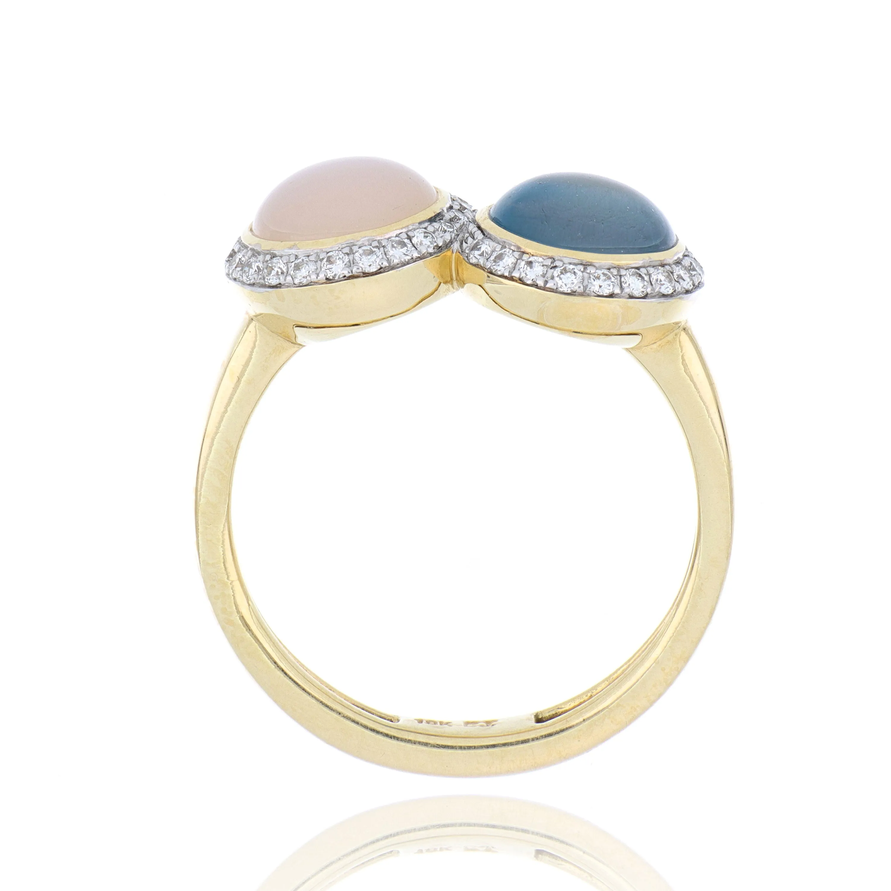 18k Yellow Gold Gemstone and Diamond Cocktail Ring