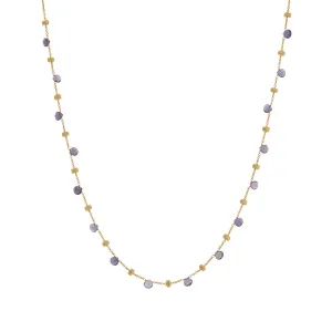 18K Yellow Gold Iolite and Blue Topaz Collar Necklace