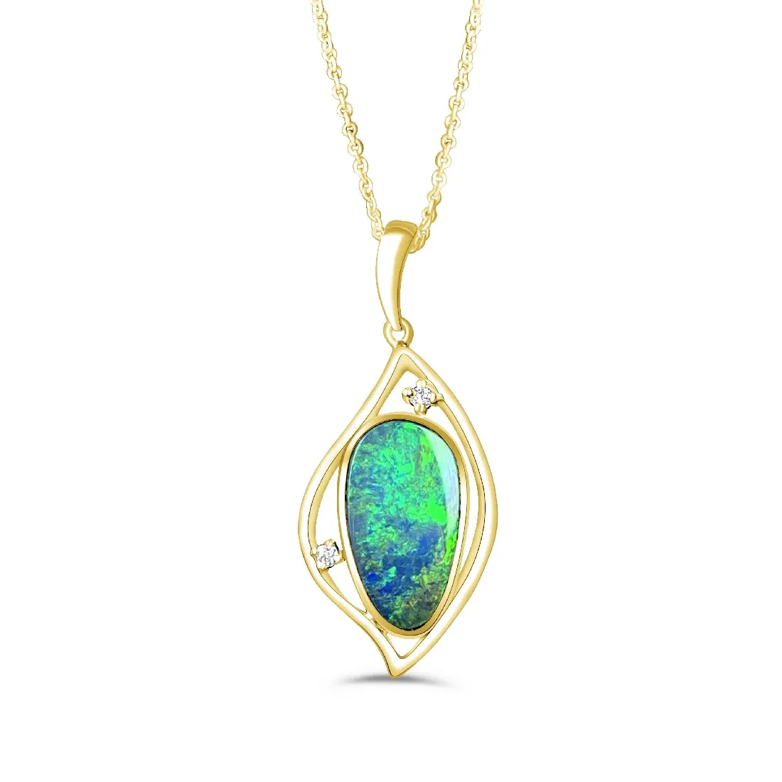 18kt Gold Plated Silver Opal 16x10mm pendant