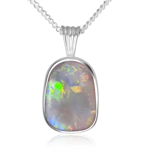 18kt White Gold Enhancer pendant with Black Opal 10.02ct bezel set