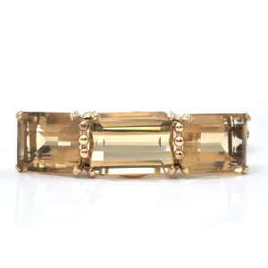 1950's 14K Yellow Gold and 76CT Citrine Hinge Bangle Bracelet