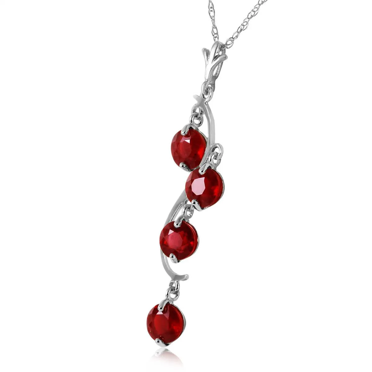 2 Carat 14K Solid White Gold Perks Of Love Ruby Necklace