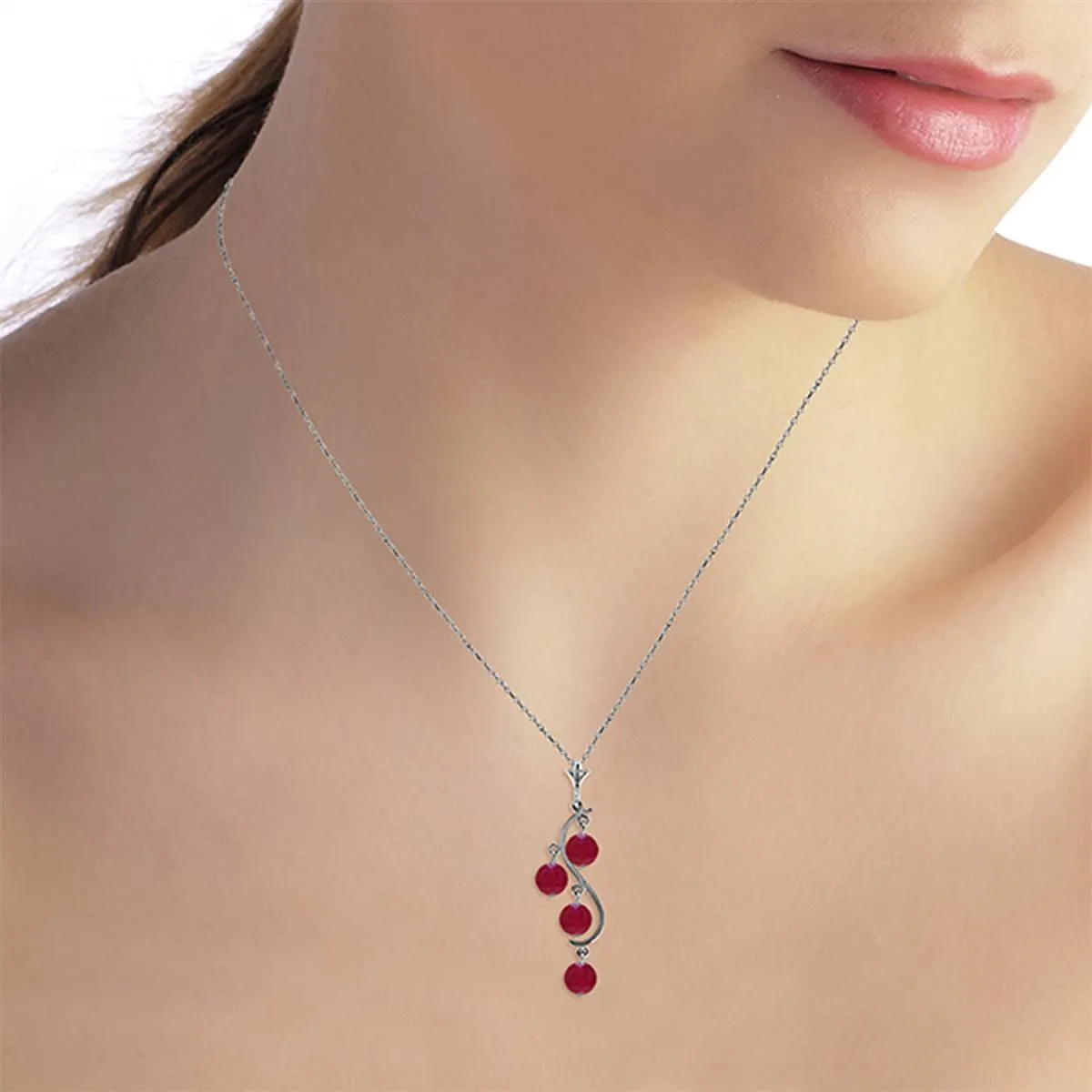 2 Carat 14K Solid White Gold Perks Of Love Ruby Necklace