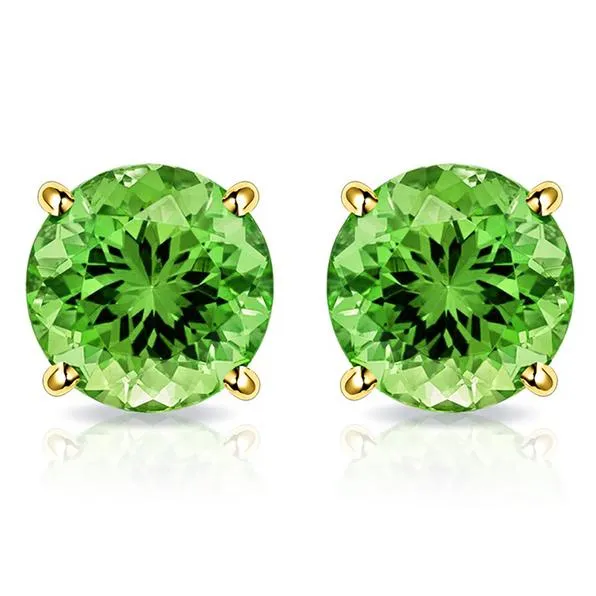 2.00 CTW Peridot Stud Earrings in 10K Gold by MUIBLU Gems