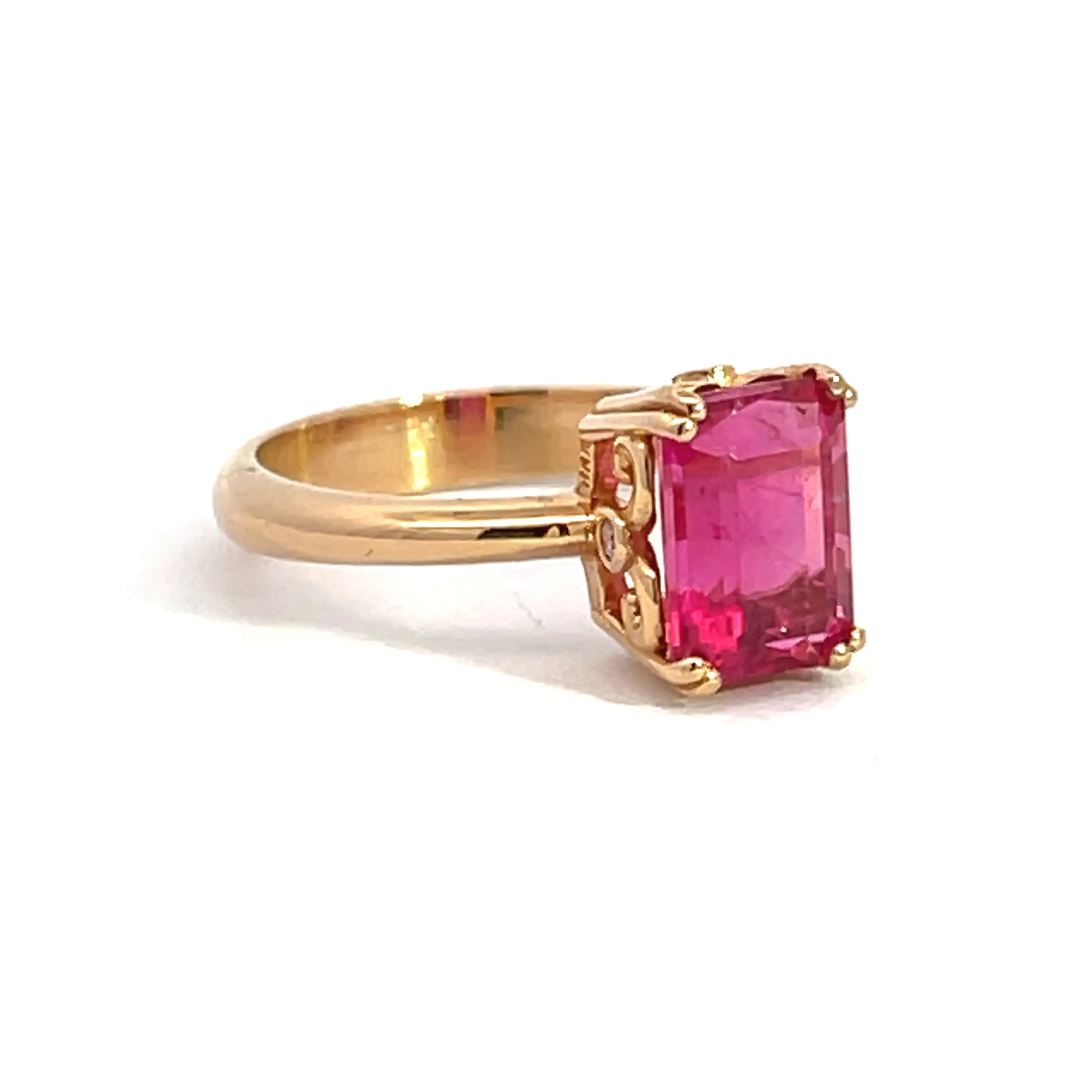 20k Rose Gold and Pink Tourmaline Ring