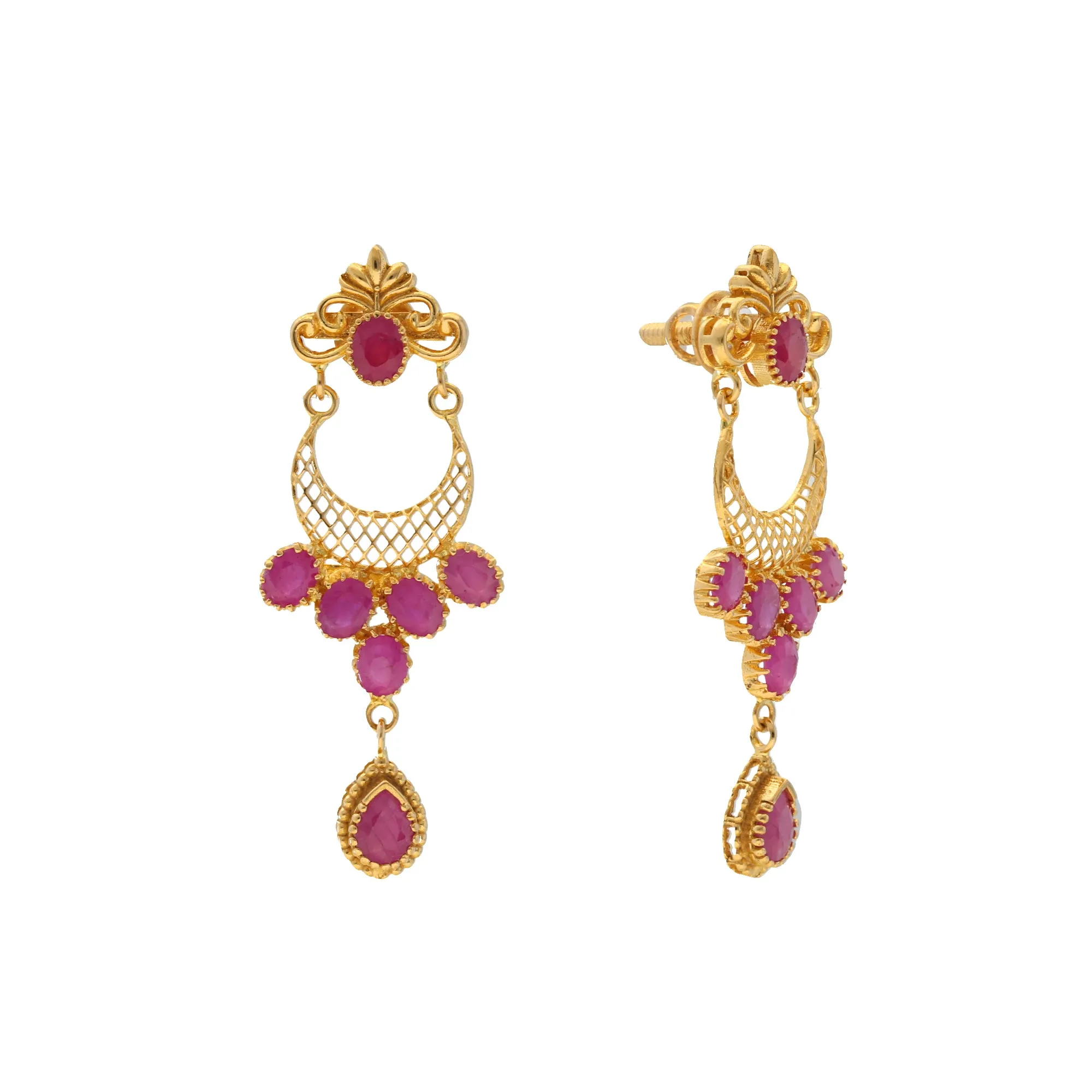 22K Yellow Gold & Ruby Pendant Set (20.5gm)