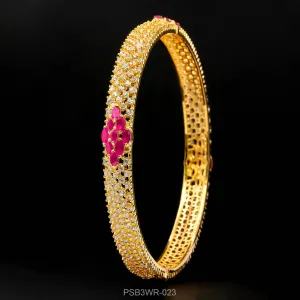 24ct Heavy Gold Plated Stone Bangle PSB3WR-023