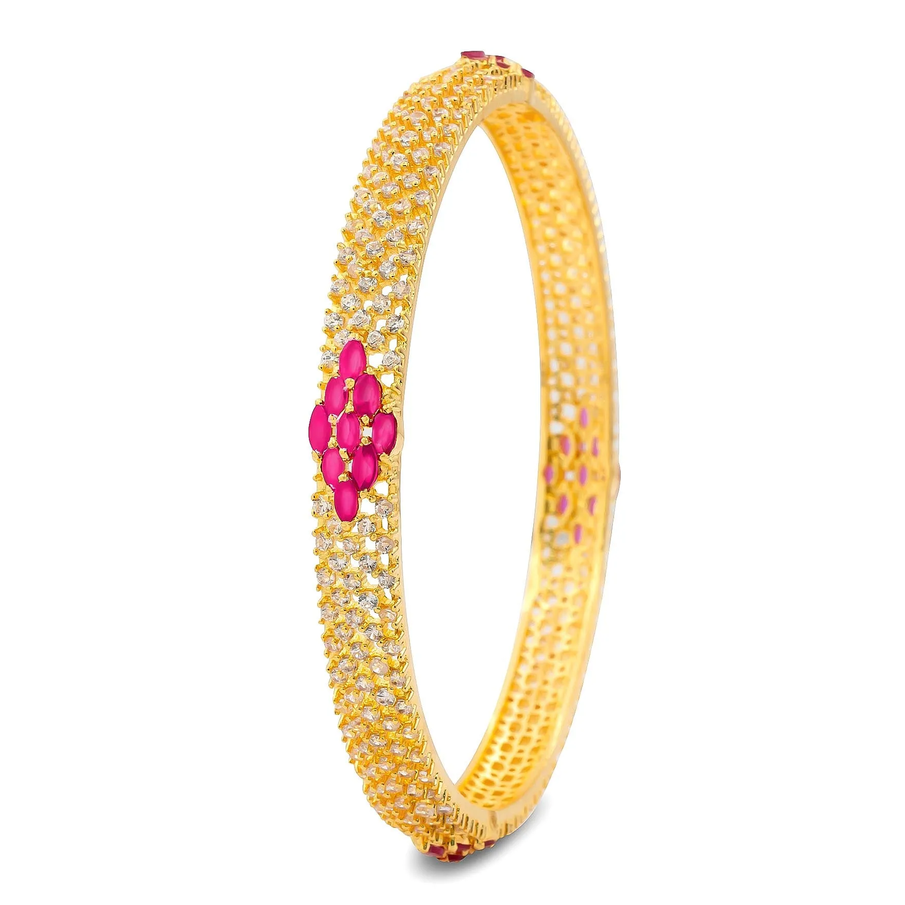 24ct Heavy Gold Plated Stone Bangle PSB3WR-023