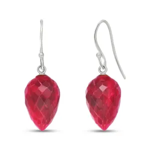 26.1 Carat 14K Solid White Gold Plummet Ruby Earrings