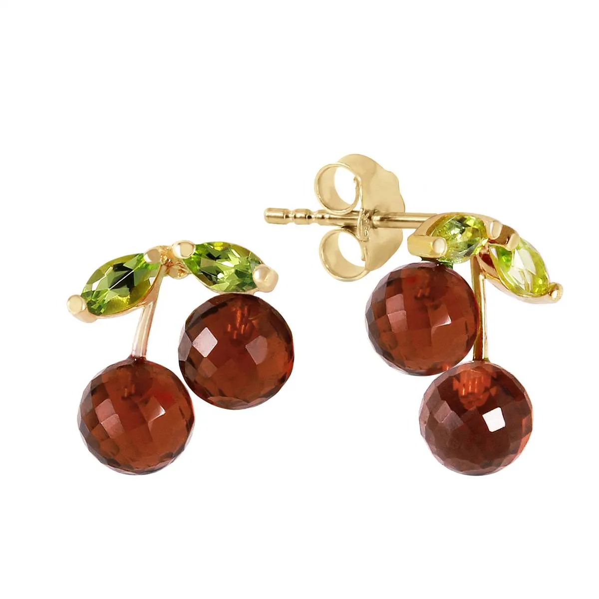 2.9 Carat 14K Solid Yellow Gold Earrings Garnet Peridot