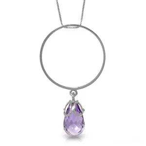 3 Carat 14K Solid White Gold Quiver Music Amethyst Necklace