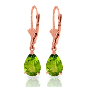 3 Carat 14K Solid Yellow Gold Green Grass Peridot Earrings