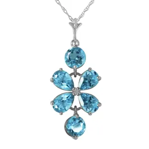 3.15 Carat 14K Solid White Gold Dare To Dream Blue Topaz Necklace