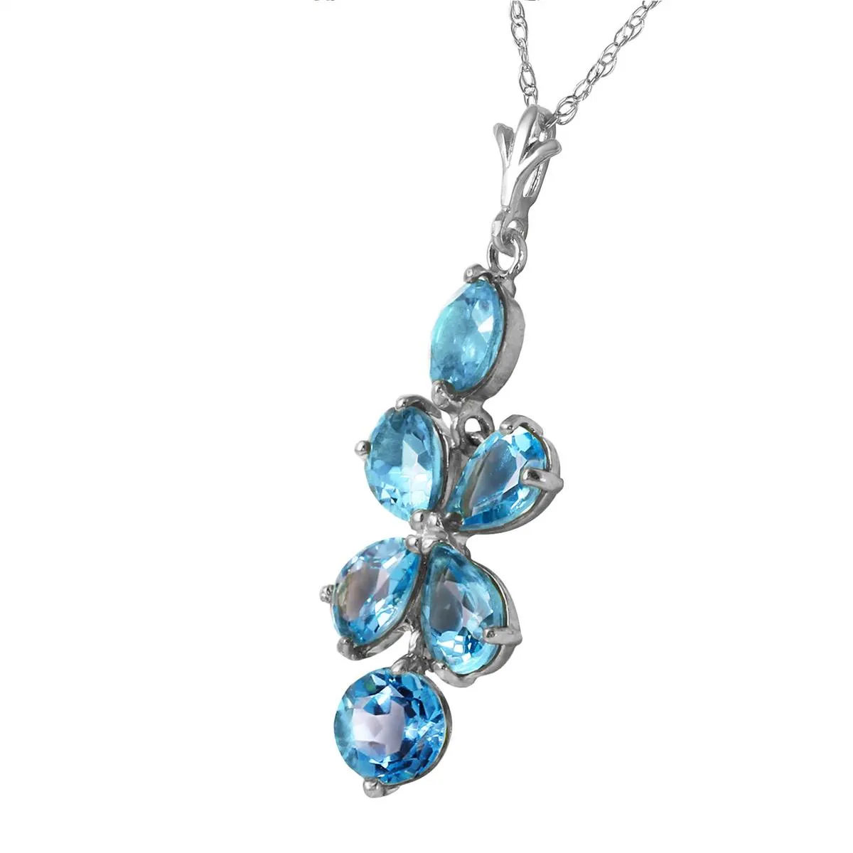 3.15 Carat 14K Solid White Gold Dare To Dream Blue Topaz Necklace