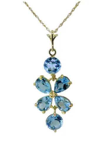 3.15 Carat 14K Solid White Gold Dare To Dream Blue Topaz Necklace