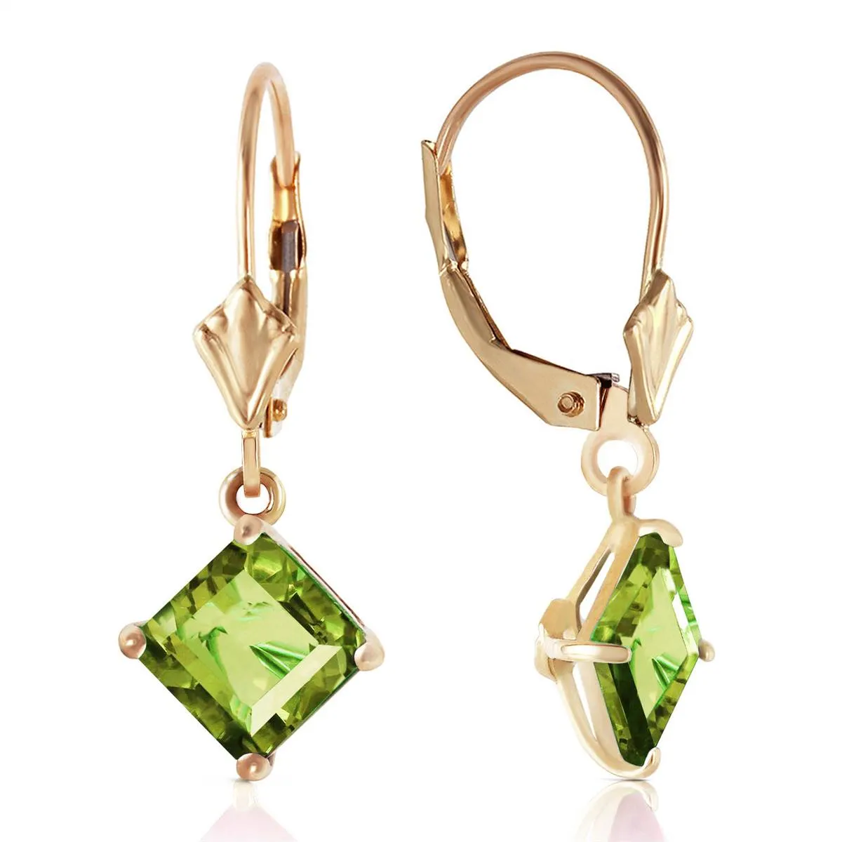 3.2 Carat 14K Solid Yellow Gold Evangelynne Peridot Earrings