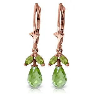 3.4 Carat 14K Solid Rose Gold Peridot Envy Earrings