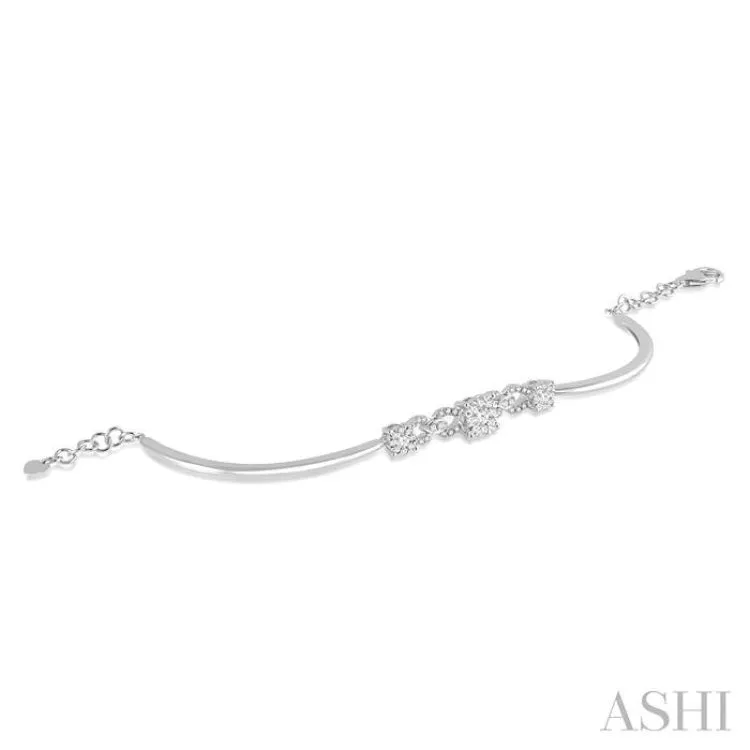 3/4 Ctw Round Cut Diamond Lovebright Bracelet in 14K White Gold