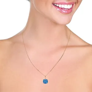 3.6 Carat 14K Solid Rose Gold Necklace Natural Checkerboard Cut Blue Topaz