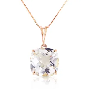 3.6 Carat 14K Solid Rose Gold Necklace Natural Checkerboard Cut White Topaz