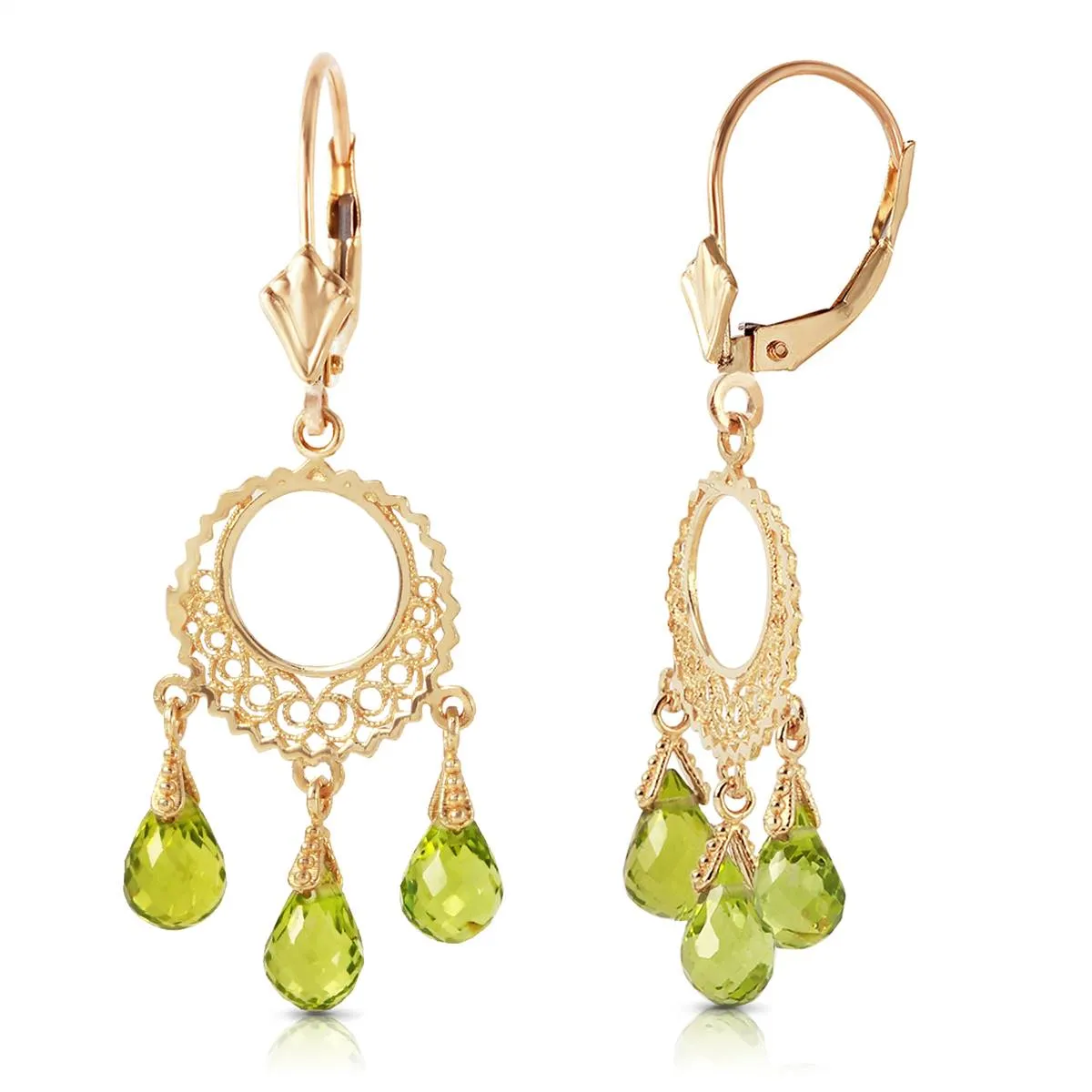 3.75 Carat 14K Solid Yellow Gold Funfare Peridot Earrings