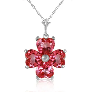 3.8 Carat 14K Solid White Gold Induced Response Pink Topaz Necklace