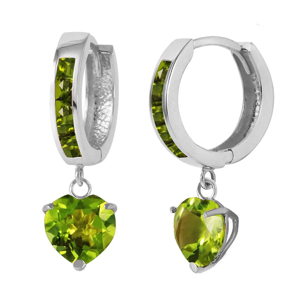 4.1 Carat 14K Solid White Gold Apart From Others Peridot Earrings