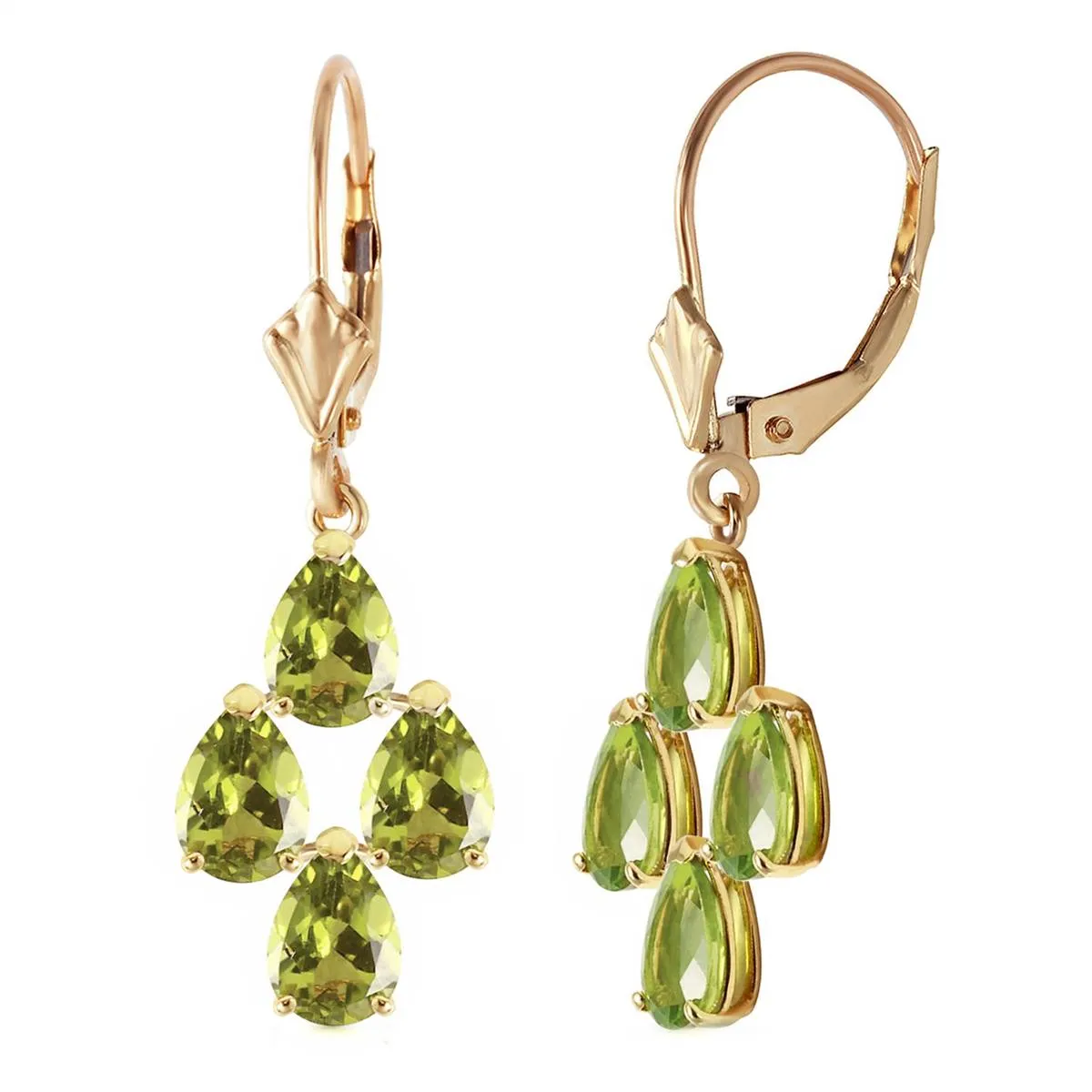 4.5 Carat 14K Solid Yellow Gold Parisienne Peridot Earrings