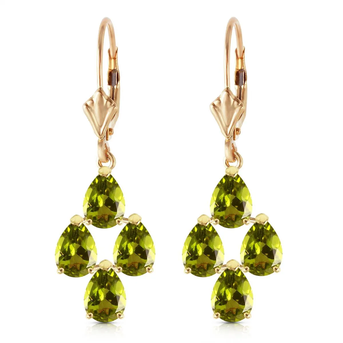 4.5 Carat 14K Solid Yellow Gold Parisienne Peridot Earrings