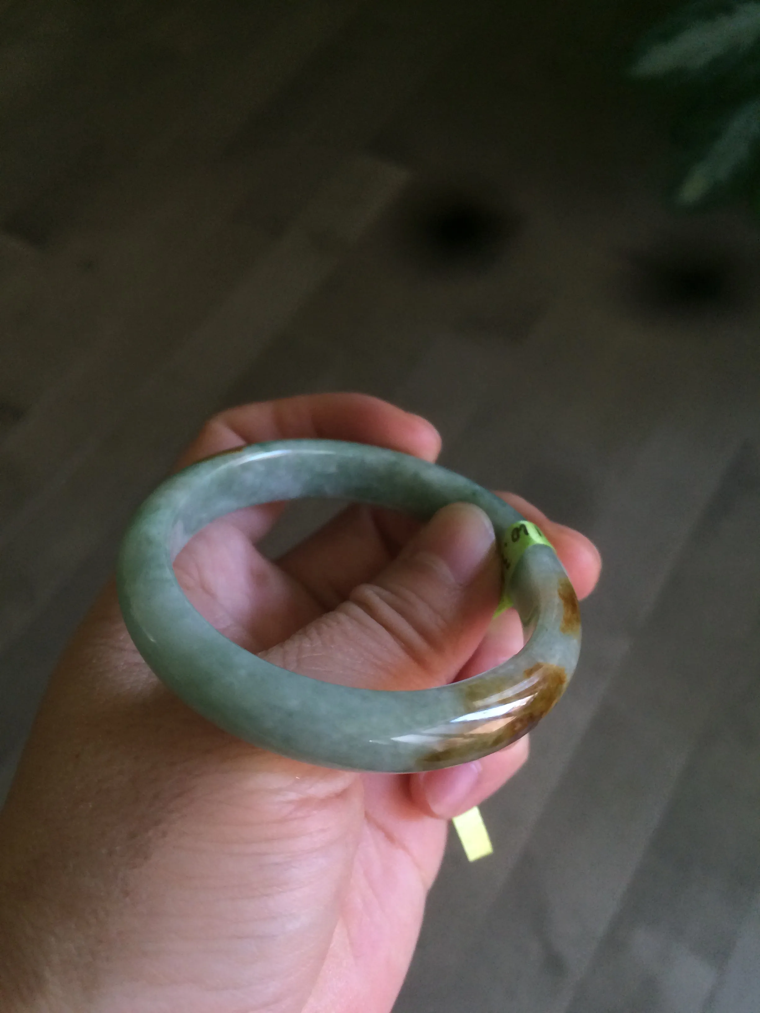 48.9mm CertificatedType A 100% Natural green/yellow jadeite jade bangle F113-7245