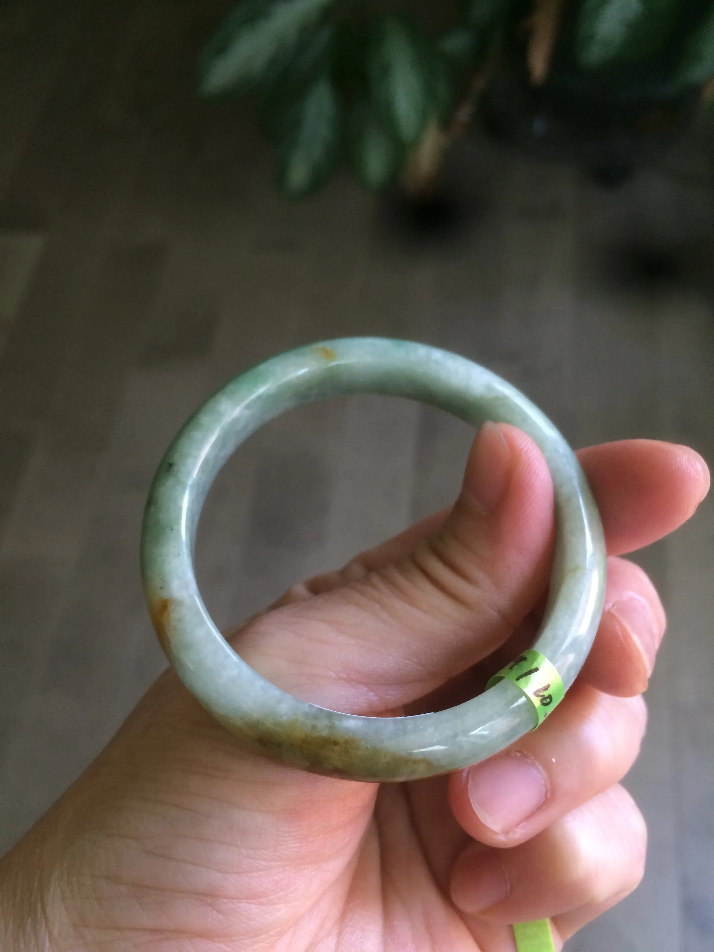 48.9mm CertificatedType A 100% Natural green/yellow jadeite jade bangle F113-7245