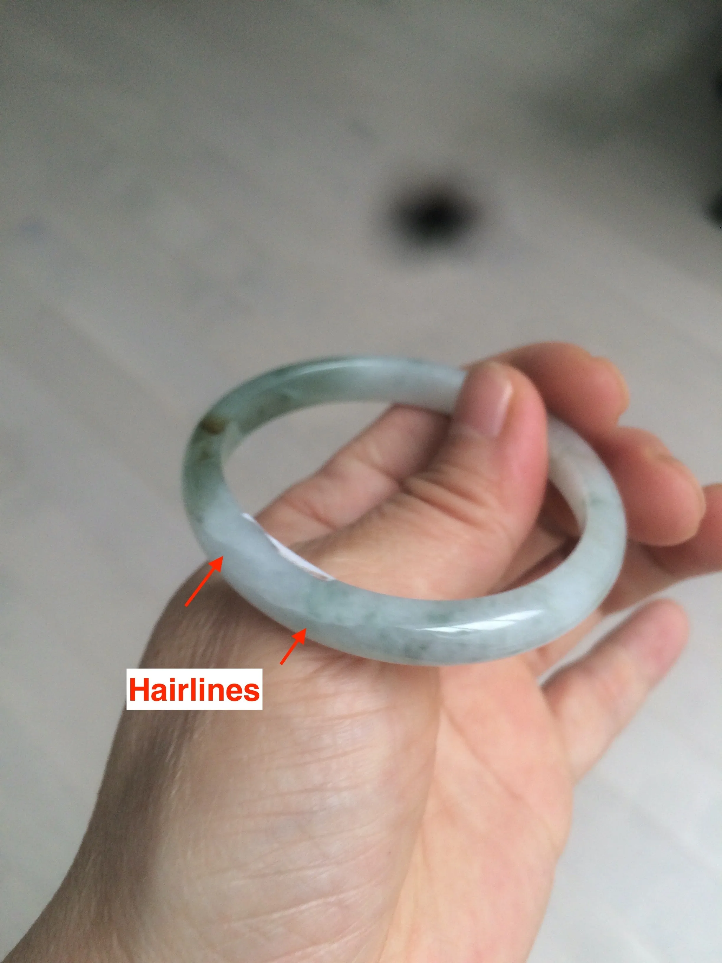 49mm certified 100% natural Type A icy watery light green/white oval jadeite jade bangle AZ44-1491