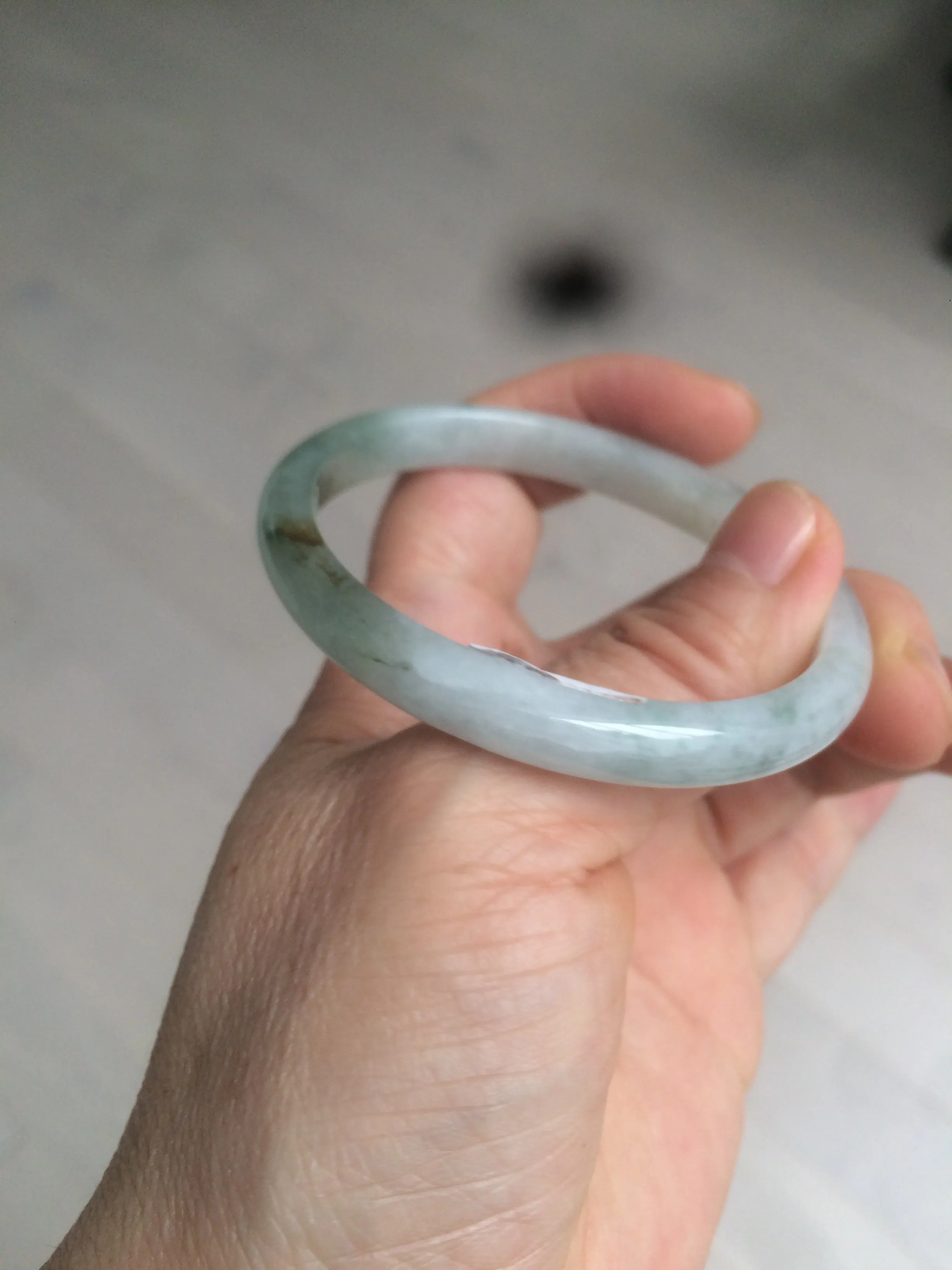 49mm certified 100% natural Type A icy watery light green/white oval jadeite jade bangle AZ44-1491