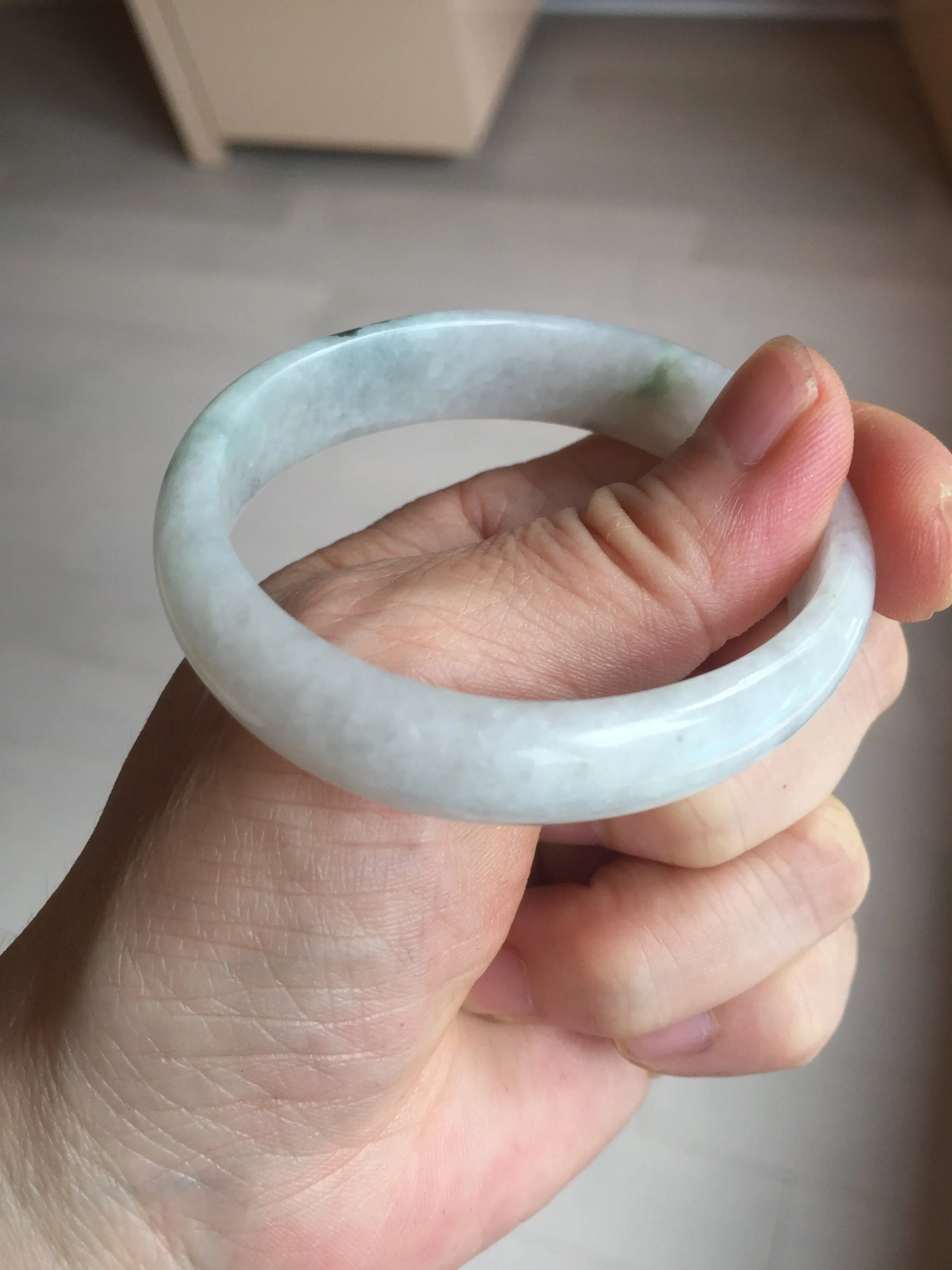 49mm certified 100% natural Type A icy watery light green/white/purple oval jadeite jade bangle BN40-2854