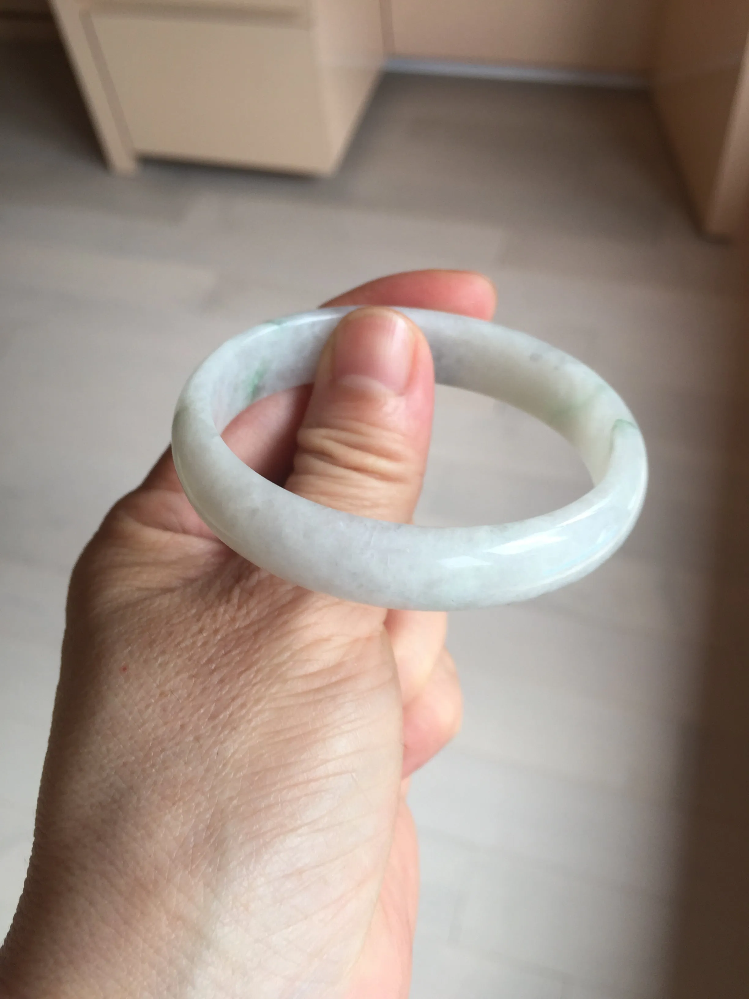 49mm certified 100% natural Type A icy watery light green/white/purple oval jadeite jade bangle BN40-2854