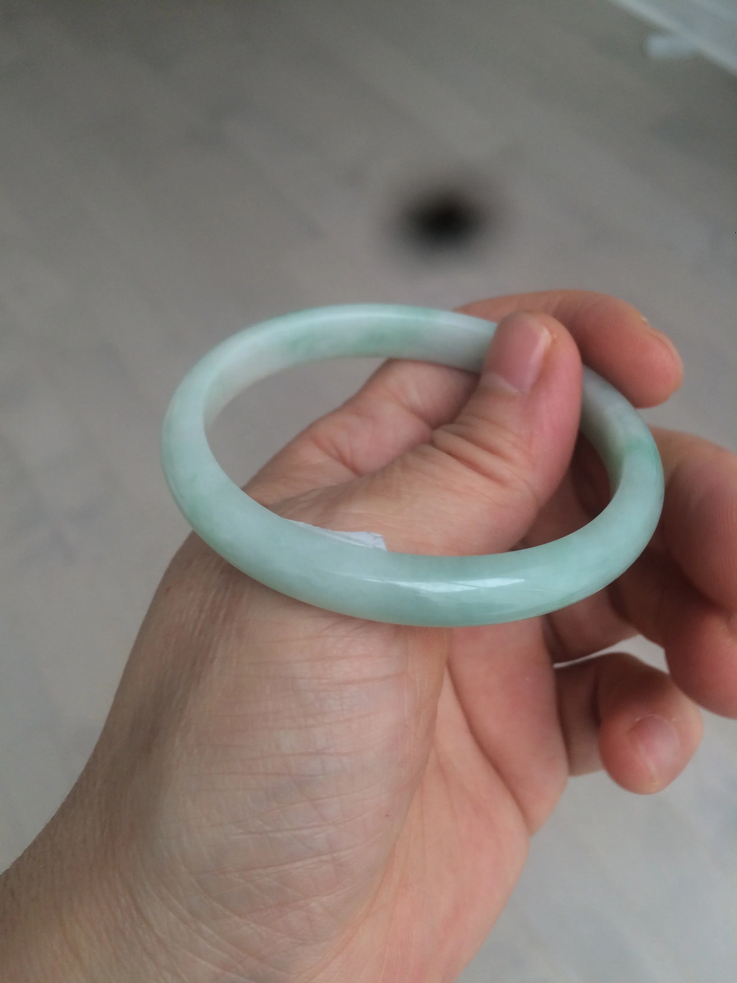 49mm certified 100% natural Type A light green/white oval jadeite jade bangle BG27-5447