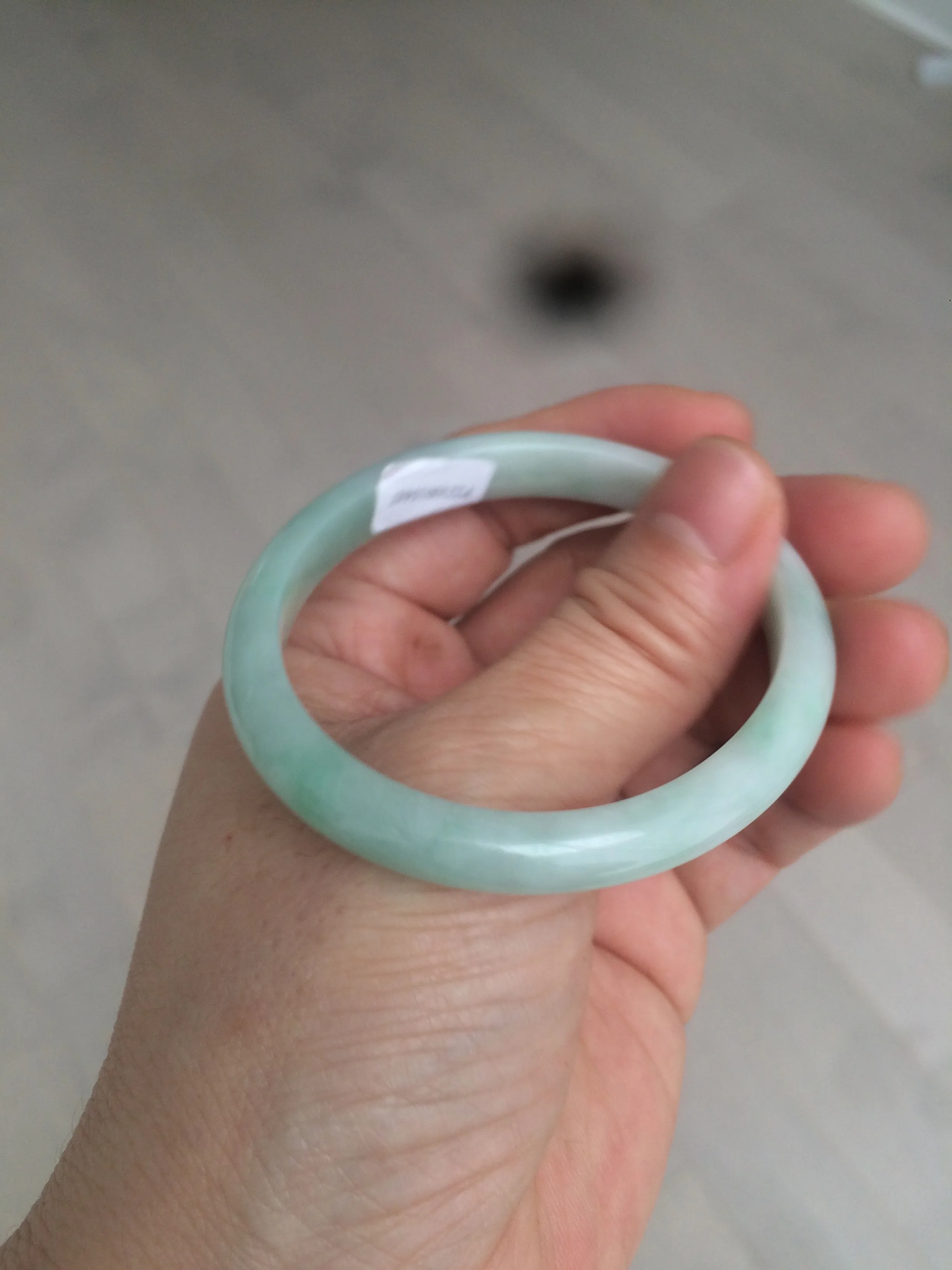 49mm certified 100% natural Type A light green/white oval jadeite jade bangle BG27-5447