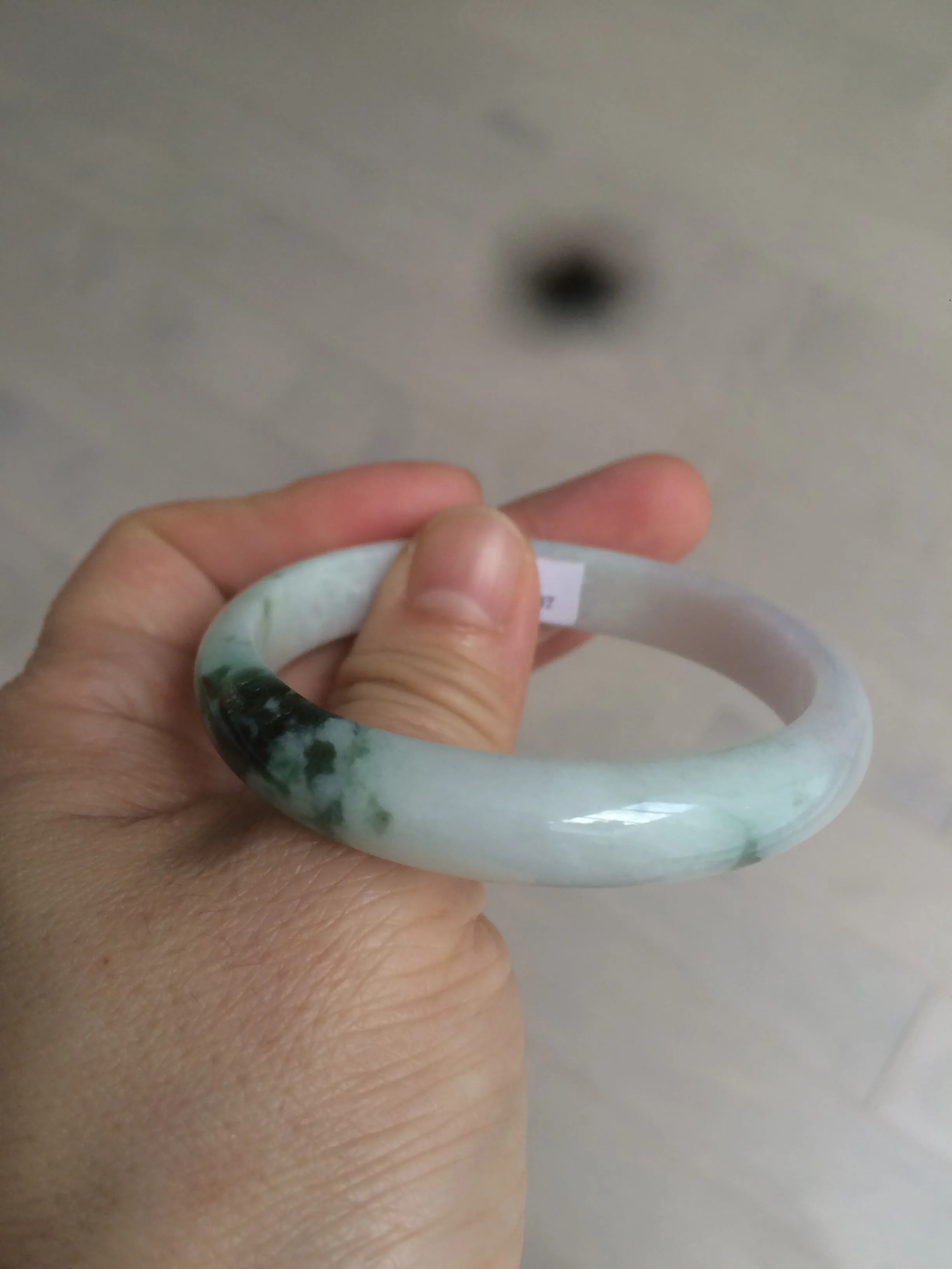 49mm Certified Type A 100% Natural green purple oval Jadeite Jade bangle AM6-4137