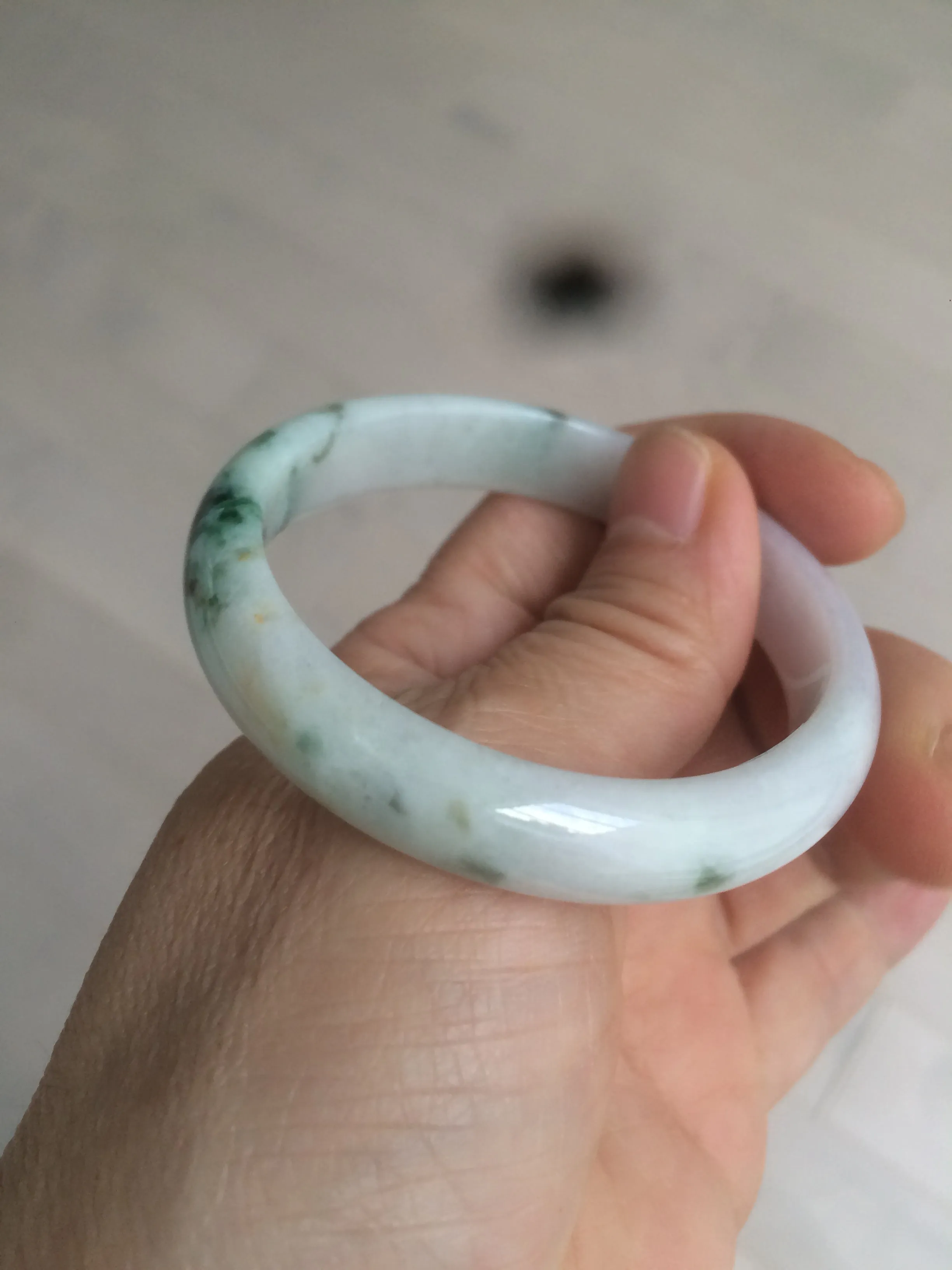 49mm Certified Type A 100% Natural green purple oval Jadeite Jade bangle AM6-4137