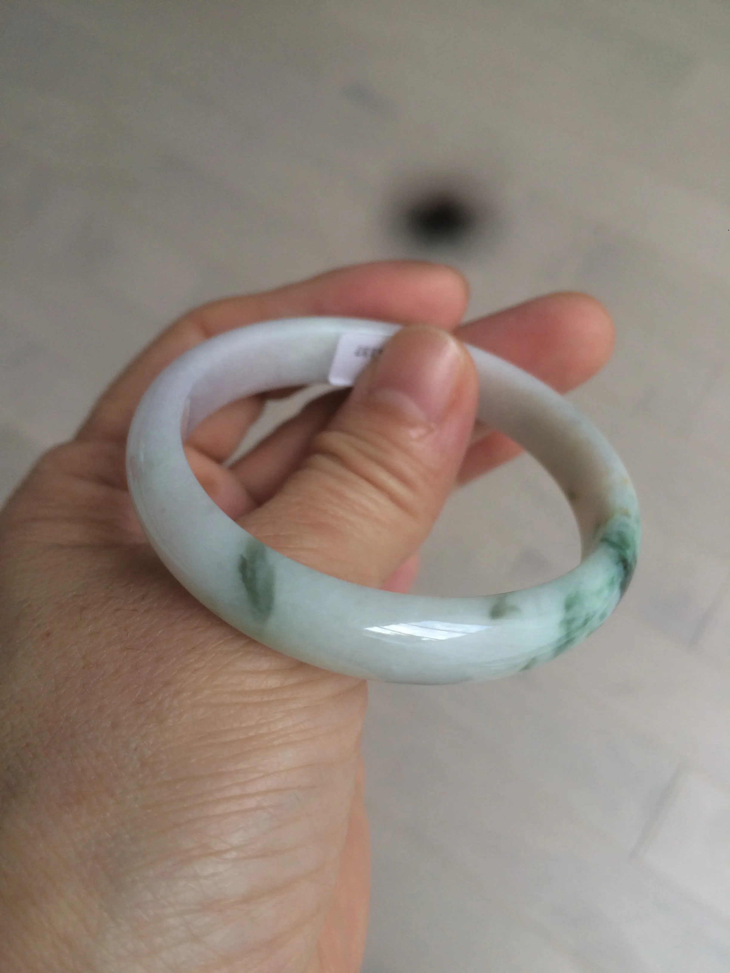 49mm Certified Type A 100% Natural green purple oval Jadeite Jade bangle AM6-4137