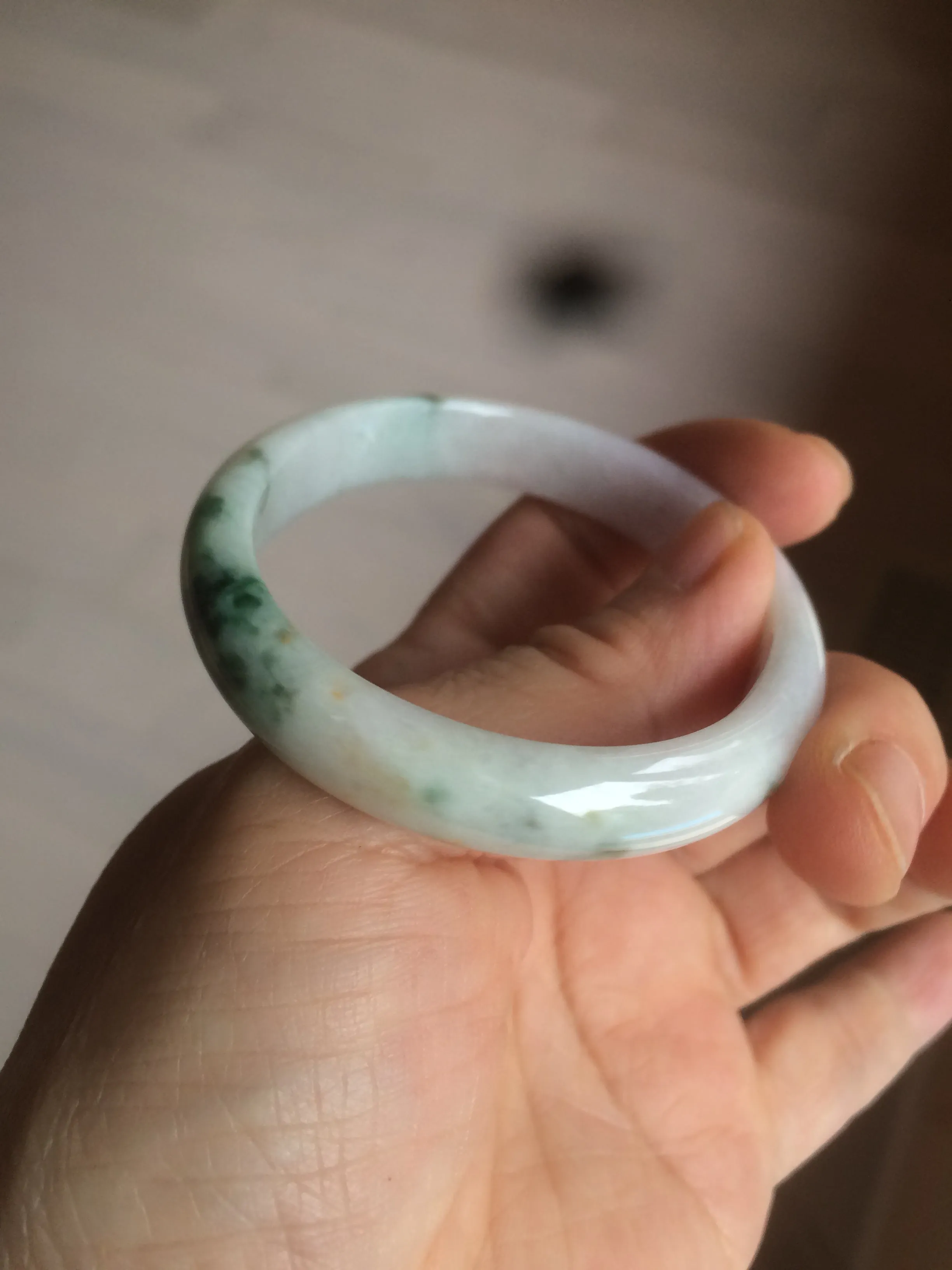 49mm Certified Type A 100% Natural green purple oval Jadeite Jade bangle AM6-4137