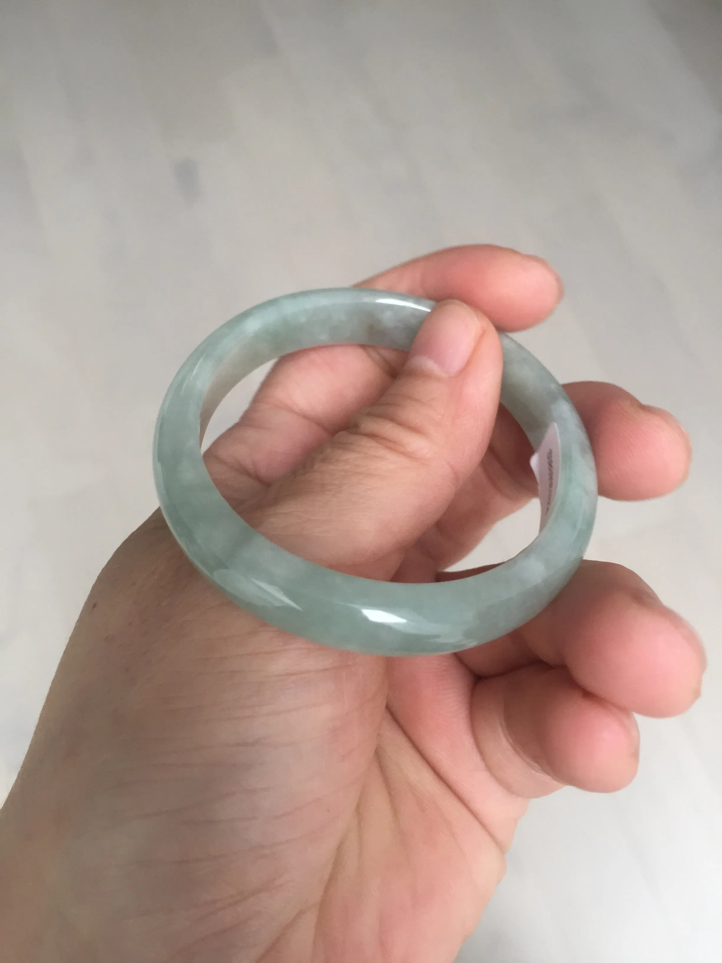 49mm certified Type A 100% Natural icy watery light green oval Jadeite Jade bangle BQ11-3802